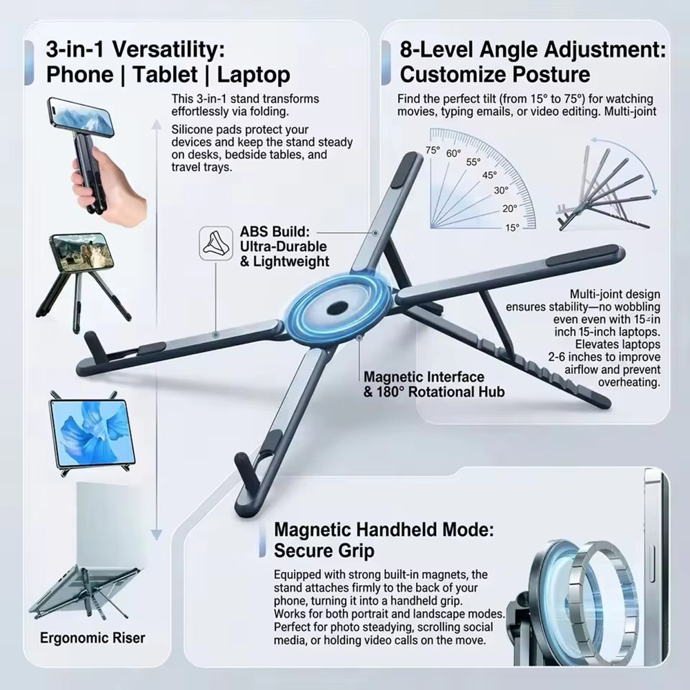 Essential Tablet Accessories - Supporto Magnetico Portatile per Telefono e